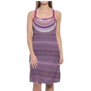 Prana Womens Cora Ikat Tank Dress Violet Sol Purple Built In Bra A-Line Size XS